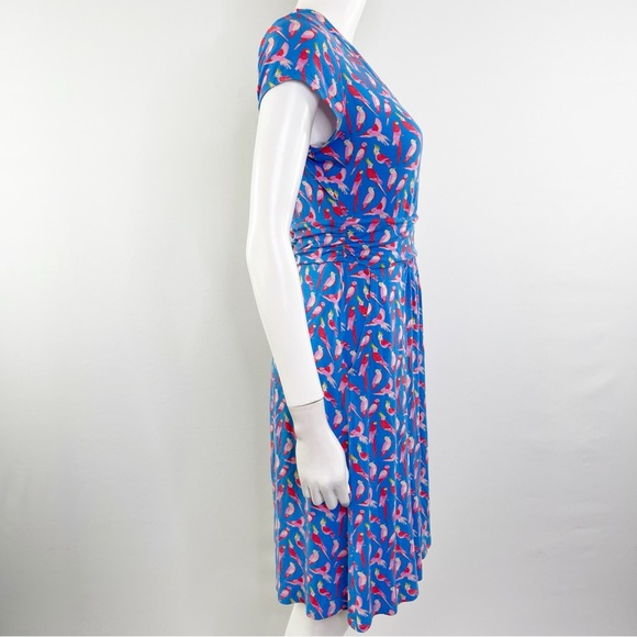 BODEN Blue LOLA Midi Dress with Pockets Size 6P Bird Print Vacationcore Casual - Picture 4 of 11